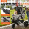 VEVOR 3 PU Wheels Dog Stroller Rotate with Brakes - Grey