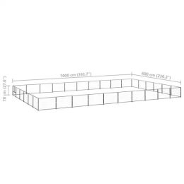 Dog Kennel Black 645.8 ft² Steel