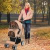 Folding Dog Stroller with Storage Basket and Adjustable Canopy