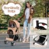 Folding Dog Stroller with Storage Basket and Adjustable Canopy