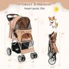 Folding Dog Stroller with Storage Basket and Adjustable Canopy