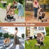 Folding Dog Stroller with Storage Basket and Adjustable Canopy