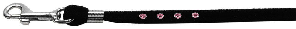 Black Velvet Jeweled Leash (Crystal Color: Rose)