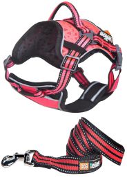 Helios Dog Chest Compression Pet Harness and Leash Combo (Color/Size: Red-M)