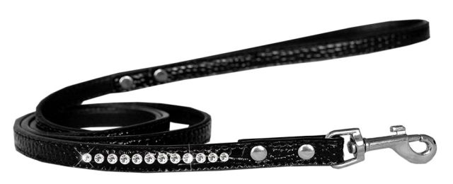 Clear Jewel Croc Leash 1/2'' wide x 4' long (Color/Size: Black-4')