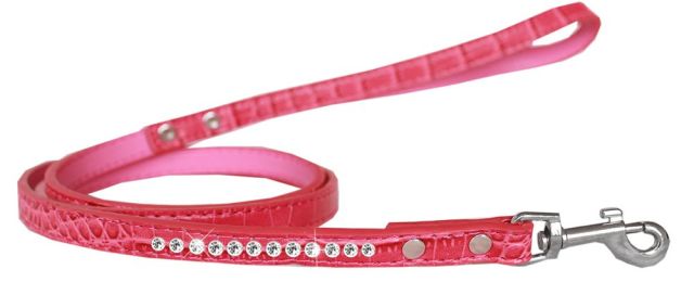 Clear Jewel Croc Leash 1/2'' wide x 4' long (Color/Size: Bright Pink-4')
