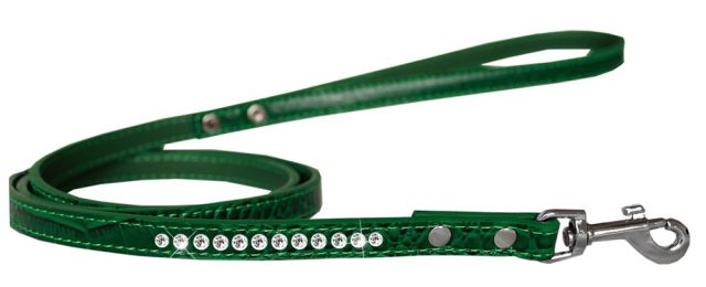 Clear Jewel Croc Leash 1/2'' wide x 4' long (Color/Size: Emerald Green-4')