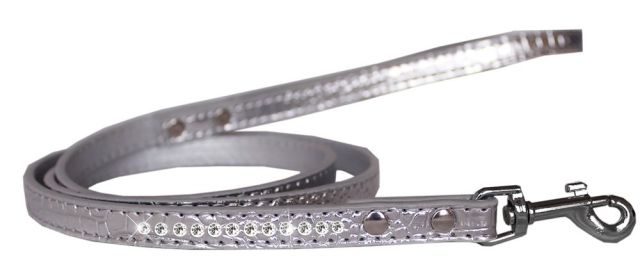 Clear Jewel Croc Leash 1/2'' wide x 4' long (Color/Size: Silver-4')