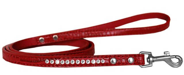 Clear Jewel Croc Leash 1/2'' wide x 6' long (Color/Size: Red-6')