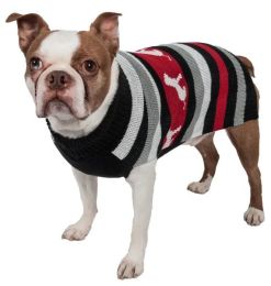 Dog Patterned Stripe Fashion Ribbed Turtle Neck Pet Sweater (Size: XSmall)