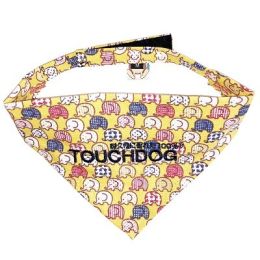 Touchdog 'Bad-to-the-Bone' Elephant Patterned Fashionable Velcro Bandana (Color: Yellow, Size: Small)