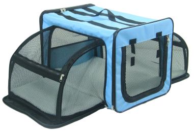 Pet Life Capacious Dual-Expandable Puppy Crate (Color/Size: Blue-M)