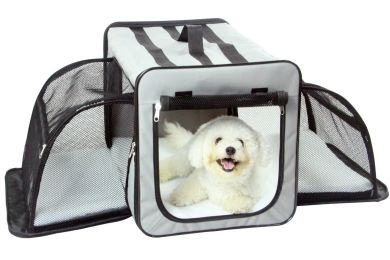 Pet Life Capacious Dual-Expandable Puppy Crate (Color/Size: Grey-L)