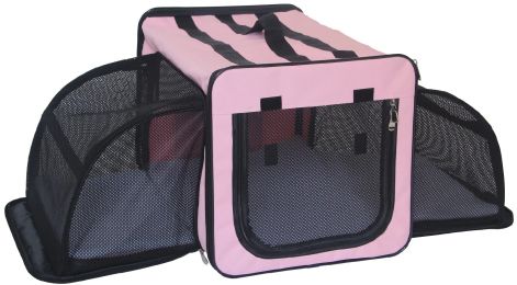Pet Life Capacious Dual-Expandable Puppy Crate (Color/Size: Pink-L)