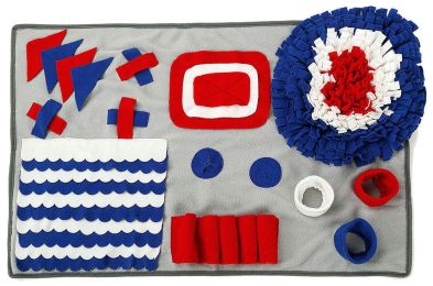 Sniffer Snack' Interactive Feeding Snuffle Mat (Color: Grey/Red/Blue)