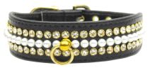 Mini Pearl Black Dog Collar
