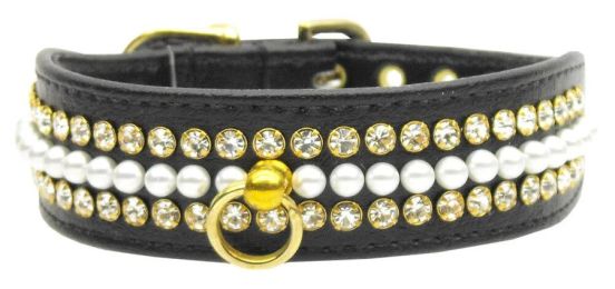 Mini Pearl Black Dog Collar (Size: 22)