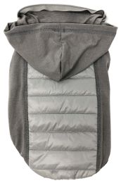 Pet Life 'Apex' Lightweight Hybrid 4-Season Stretch and Quick-Dry Dog Coat w/ Pop out Hood (Color: Grey, Size: Medium)
