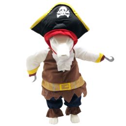 Pet Life 'Captain Snuggles' Pirate Pet Dog Costume Uniform (Color: Navy, Size: Large)