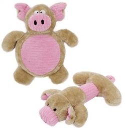 Cozy Play Plush Set of Dog Toys (Color: Pink/Brown)