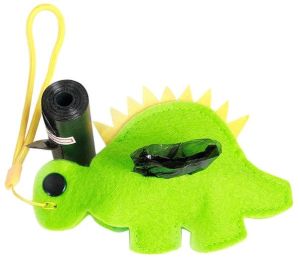 Dog Waste Bag Holder with 2 Rolls (Color: Green)