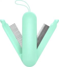 Pet Life 'JOYNE' Multi-Functional 2-in-1 Swivel Travel Grooming Dog Comb and Deshedder (Color: Green)