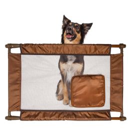 Collapsible And Adjustable Folding Door Gate (Color: Brown)