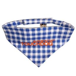 Touchdog 'Bad-to-the-Bone' Plaid Patterned Fashionable Velcro Bandana (Color: Blue, Size: Medium)
