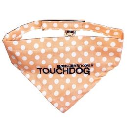 Touchdog 'Bad-to-the-Bone' Polka Patterned Fashionable Velcro Bandana (Color: Orange, Size: Small)