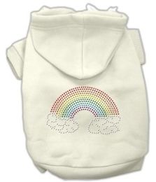 Rhinestone Rainbow Dog Hoodies (Color/Size: Cream-XXXL)