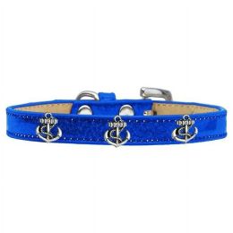 Silver Anchor Widget Dog Collar Blue (Color/Size: Blue-10)
