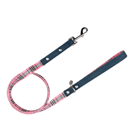 Swag Leash - Denim and Plaid (Color: Pink)