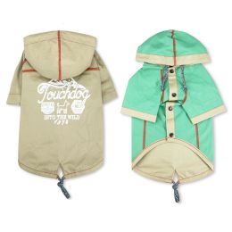 Touchdog 'Cloudburst' Waterproof Reversible Dog Raincoat (Color/Size: Khaki-M)