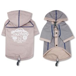 Touchdog 'Cloudburst' Waterproof Reversible Dog Raincoat (Color/Size: Lt. Grey-L)