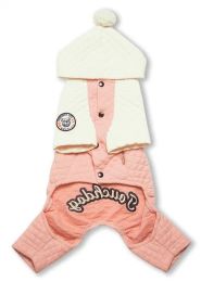 Touchdog Fashion Designer Full Body Quilted Pet Dog Hooded Sweater (Color: Pink/White, Size: Small)