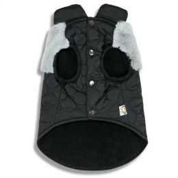 Touchdog 'Furrost-Bite' Fur and Fleece Fashion Dog Jacket (Color: Black, Size: X-Large)