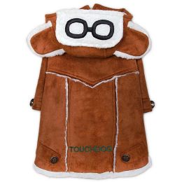 Touchdog 'Tuskegee' Aero-Vintage Designer Dog Coat (Color: Brown, Size: Small)