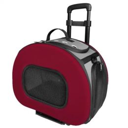 Tough-Shell Wheeled Dog Carrier (Color: Deep Red)