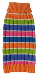 Tutti-Beauty Rainbow Heavy Cable Knitted Ribbed Designer Turtle Neck Dog Sweater (Size: Large)